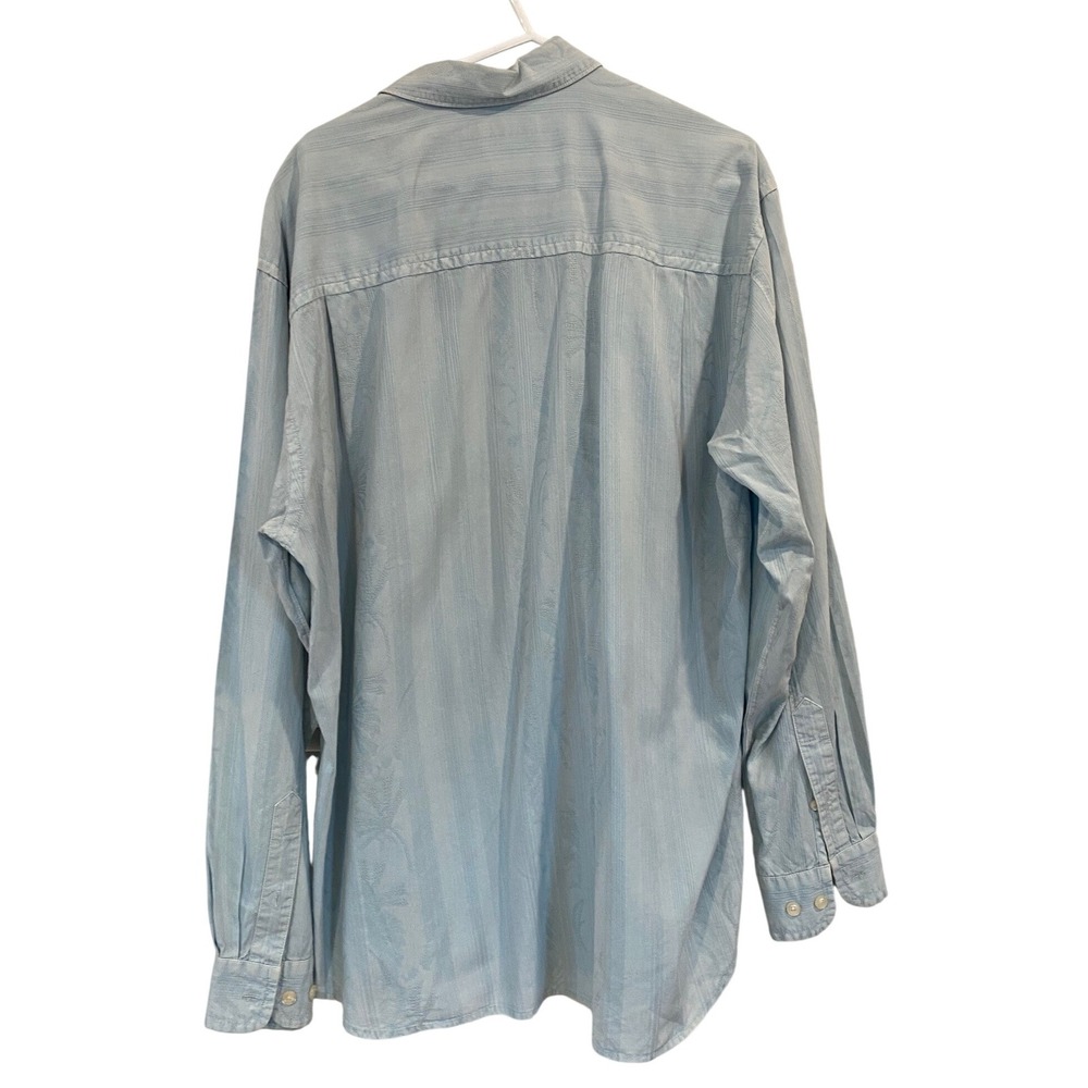 Vintage Tommy Bahama Mens Large Blue Tropical Hawaiian Long Sleeve Button Shirt - Picture 9 of 9
